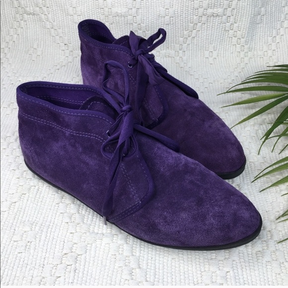 VTG 80s Keds Purple Suede Chukka Ankle Booties - Picture 5 of 16
